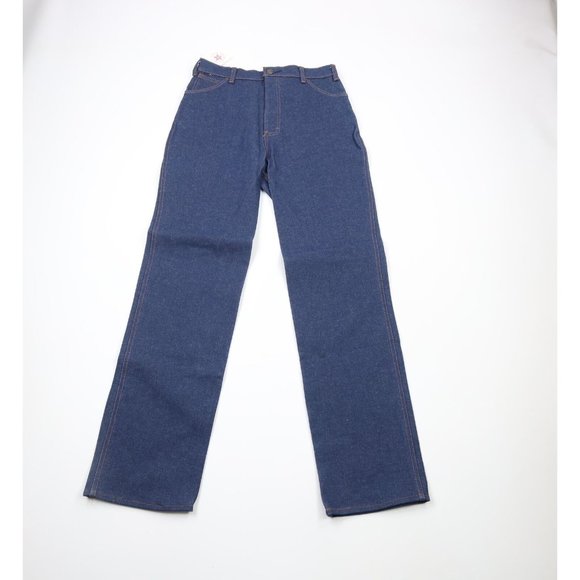 NOS Vintage 70s Streetwear Mens 30x34 Raw Denim Straight Leg Jeans Indigo USA